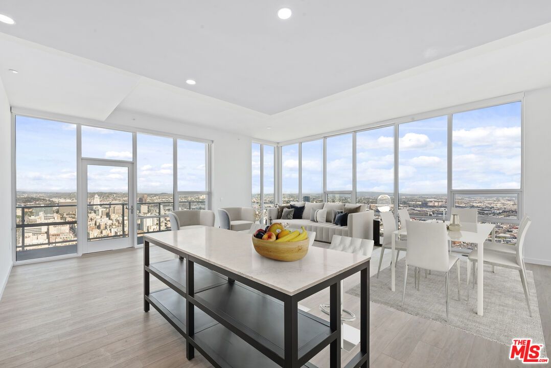 Dining room, Interior, Recessed Lighting, Wood Texture Flooring