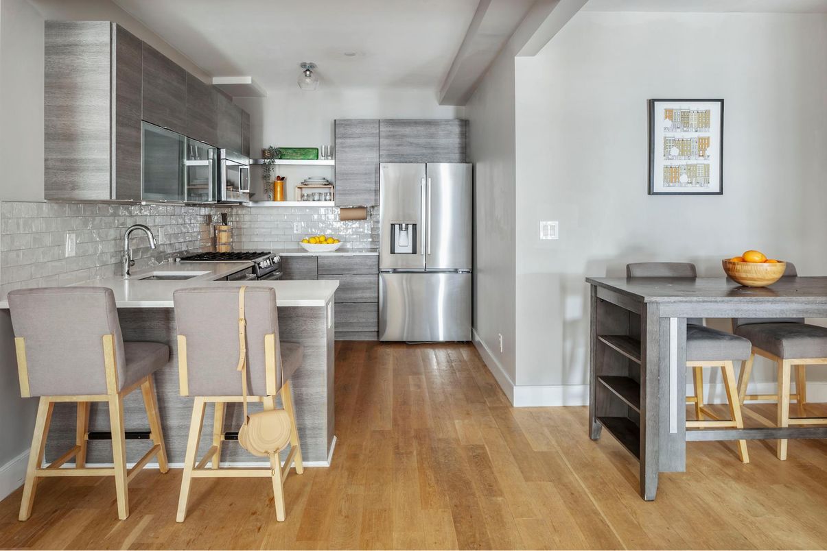 Interior, Kitchen, Stainless Steel Appliances, Wood Texture Flooring