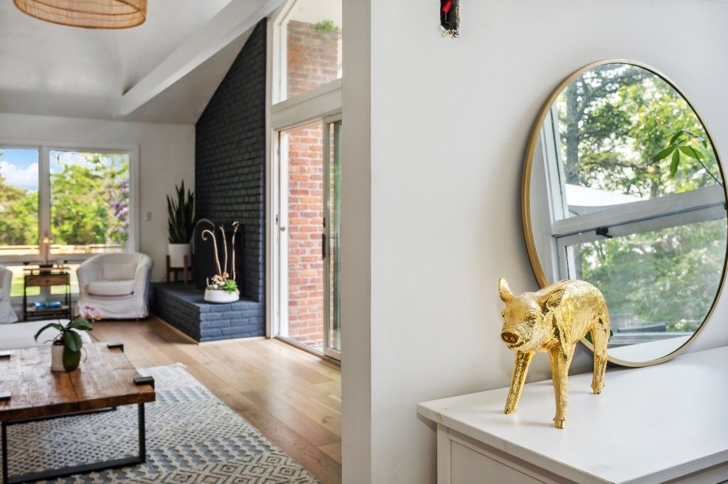 Interior, Living room, Stone Walls, Wood Texture Flooring