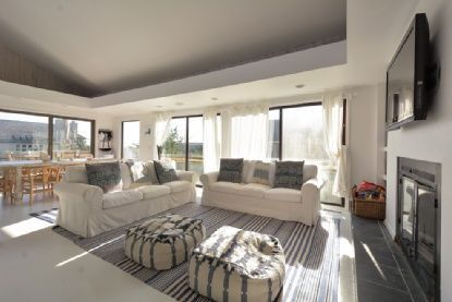 Dining room, Fireplace, Interior, Living room, Recessed Lighting