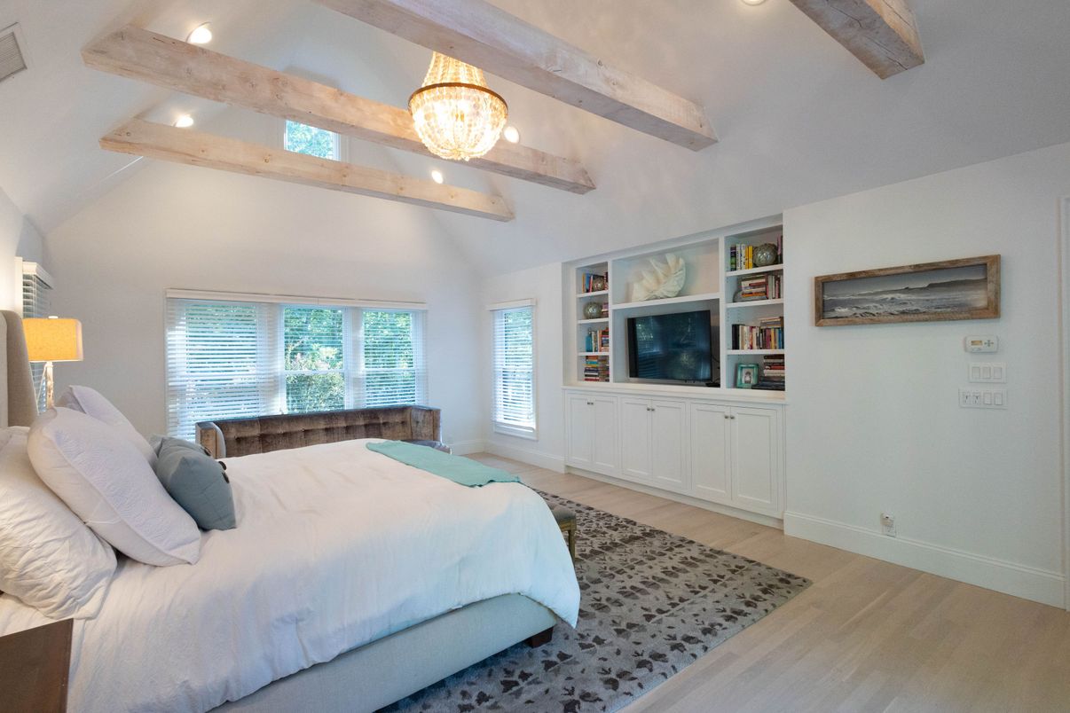 Bedroom, Interior, Recessed Lighting, Wooden Beams