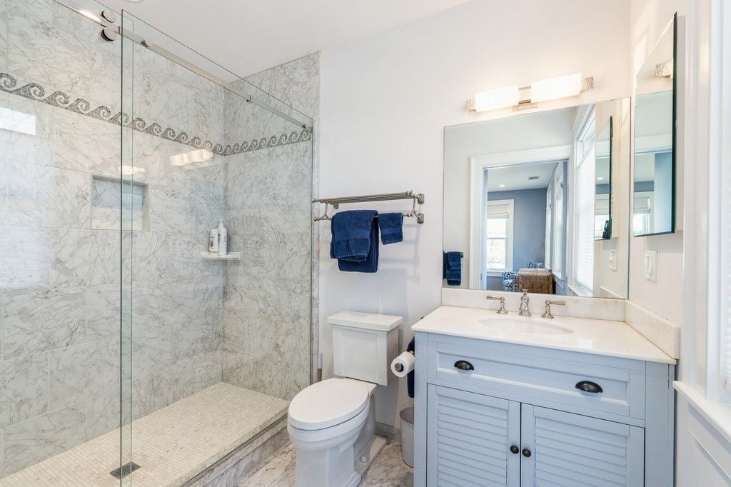 Bathroom, Glass Shower, Interior, Marble Walls