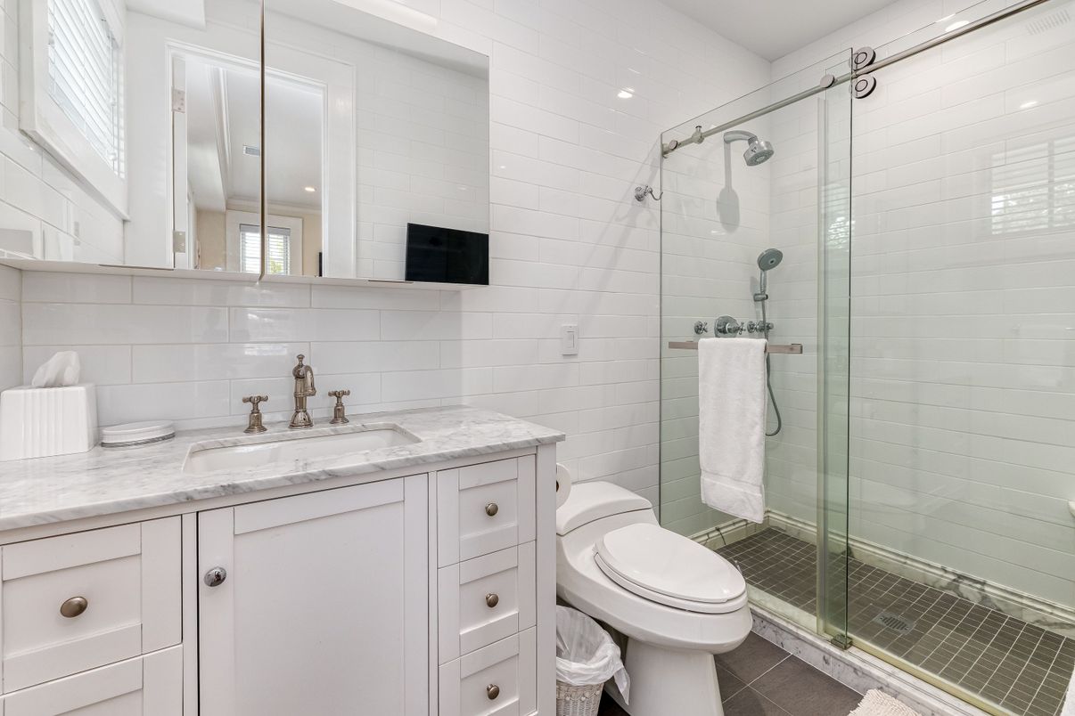 Bathroom, Glass Shower, Interior, Recessed Lighting