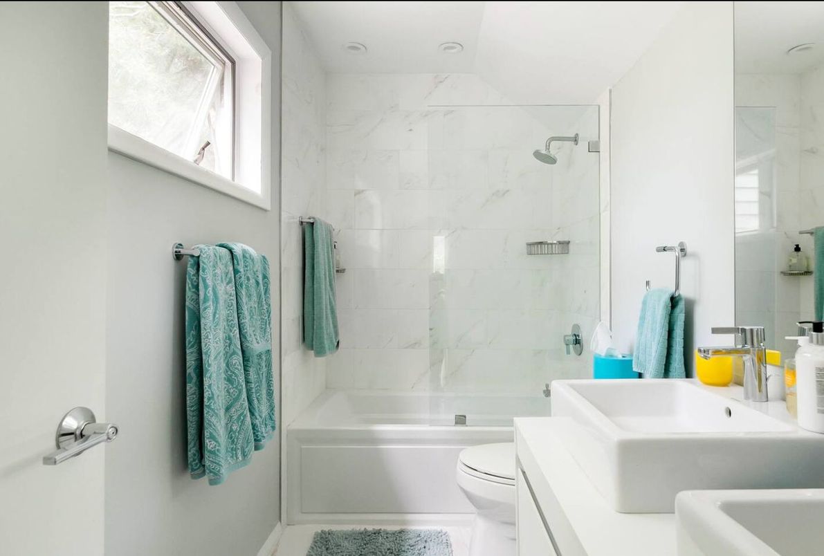 Bathroom, Glass Shower, Interior, Marble Walls