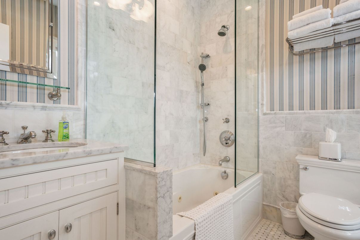 Bathroom, Glass Shower, Interior, Marble Walls