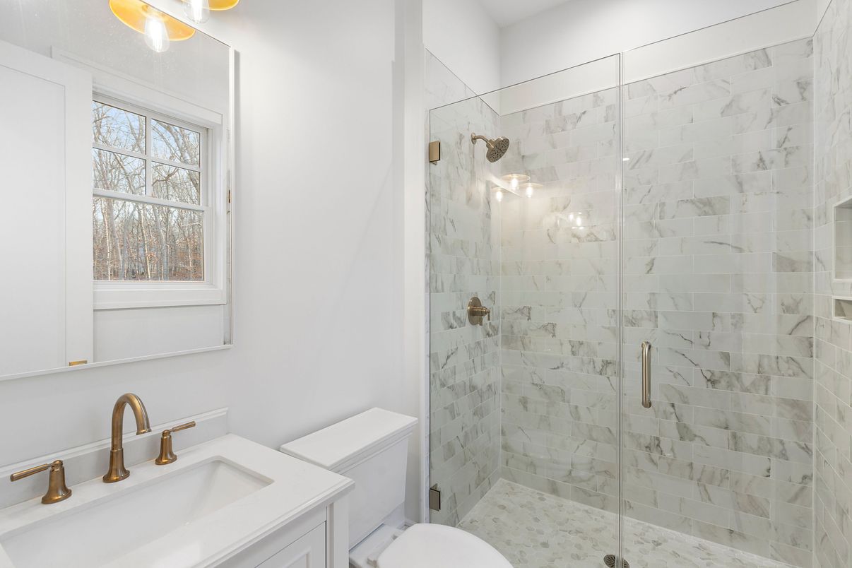 Bathroom, Glass Shower, Interior, Marble Walls