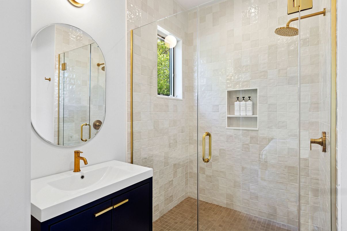 Bathroom, Glass Shower, Interior, Stone Walls