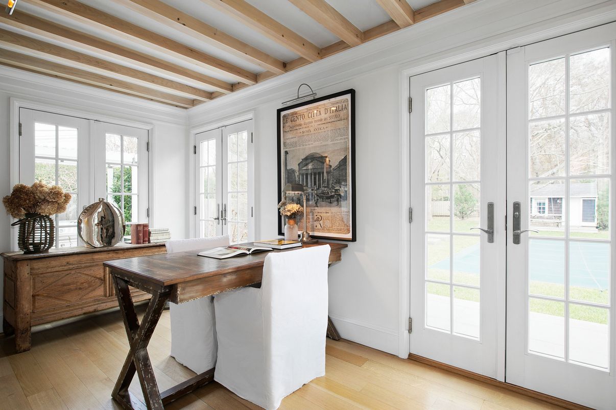 Home Office, Interior, Wooden Beams, Wood Texture Flooring