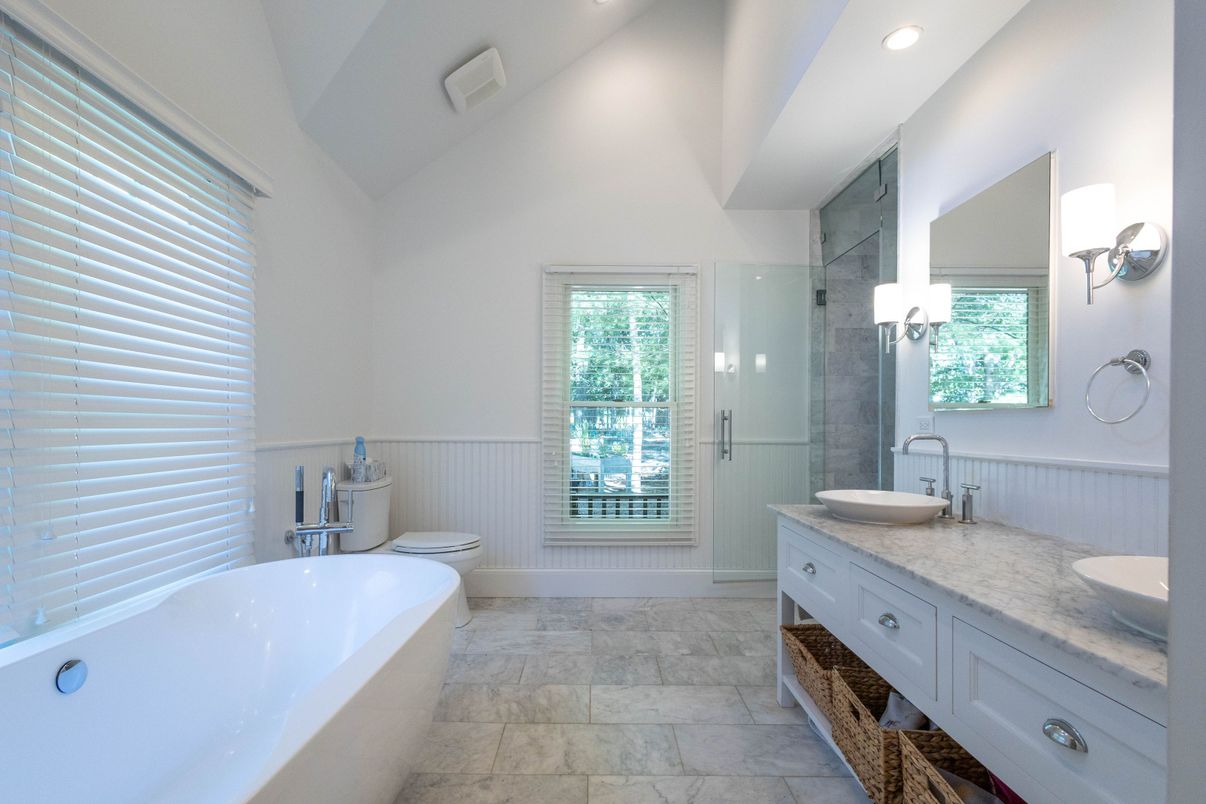 Bathroom, Dual Sink Vanities, Free Standing Baths, Glass Shower, Interior, Recessed Lighting