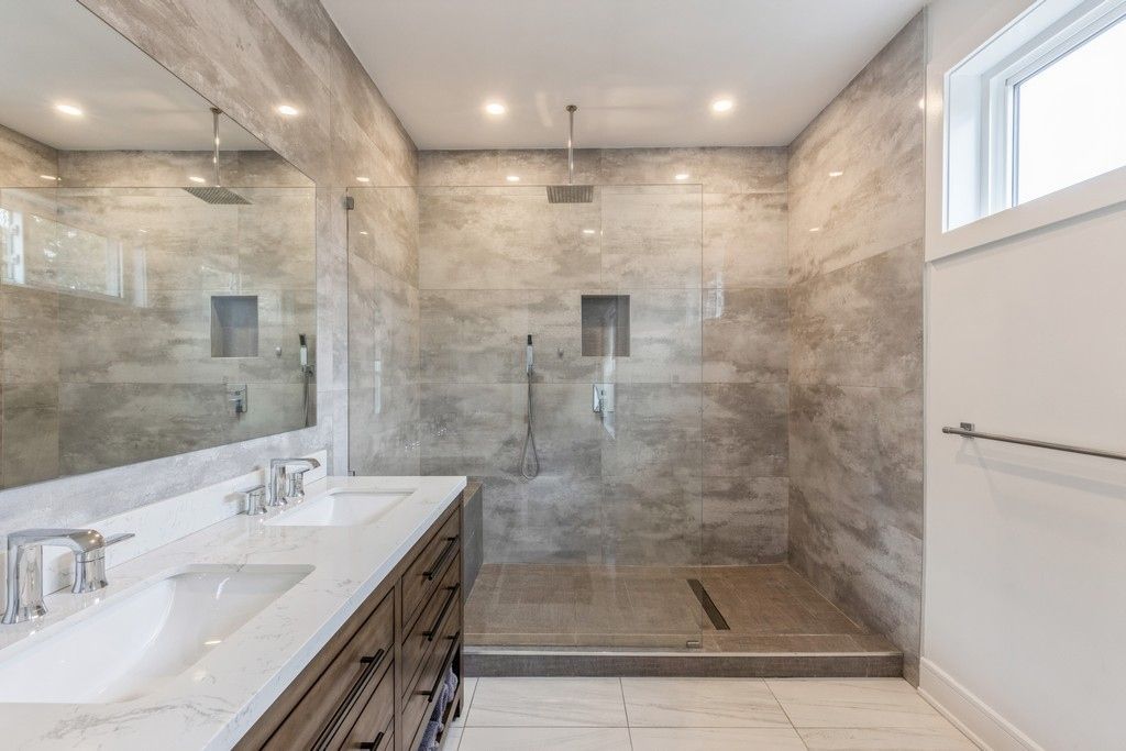 Bathroom, Dual Sink Vanities, Glass Shower, Interior, Recessed Lighting