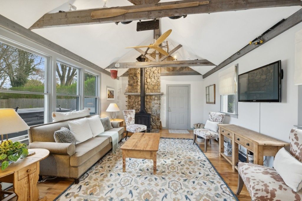 Fireplace, Interior, Living room, Wooden Beams, Wood Texture Flooring