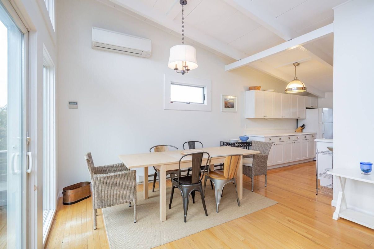Dining room, Interior, Kitchen, Pendant Lights, Wood Texture Flooring