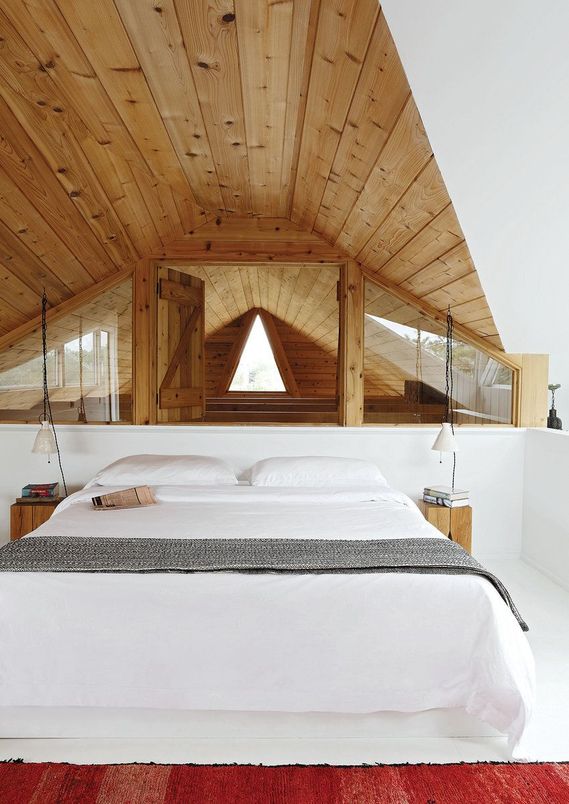 Bedroom, Interior, Wooden Ceilings, Wooden Walls