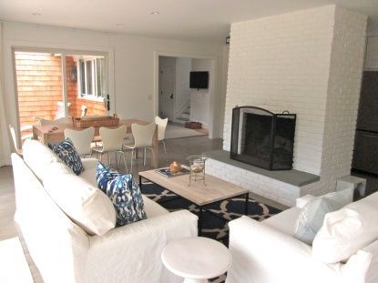 Dining room, Fireplace, Interior, Living room, Recessed Lighting, Stone Walls