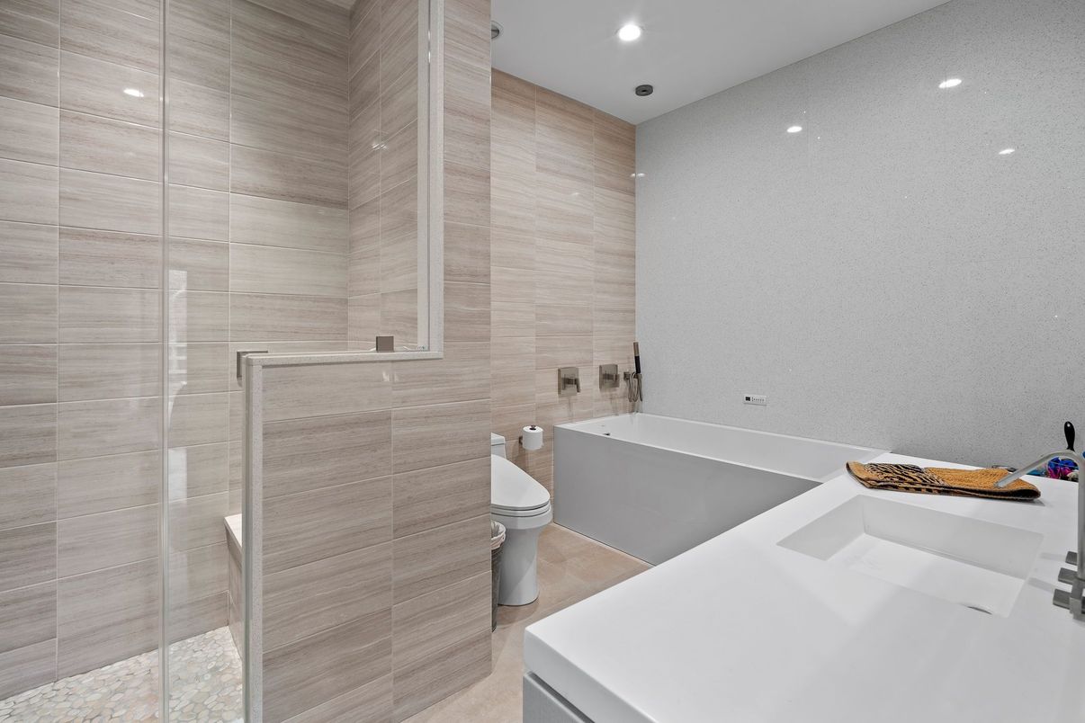 Bathroom, Glass Shower, Interior, Recessed Lighting