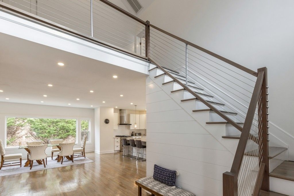 Dining room, Interior, Kitchen, Pendant Lights, Recessed Lighting, Wood Texture Flooring
