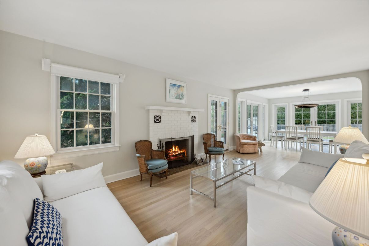 Dining room, Fireplace, Interior, Living room, Wood Texture Flooring