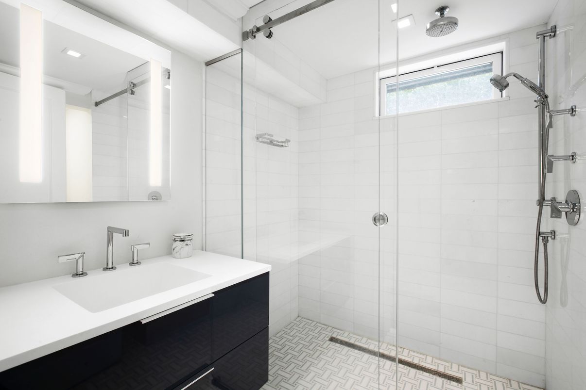 Bathroom, Glass Shower, Interior, Recessed Lighting