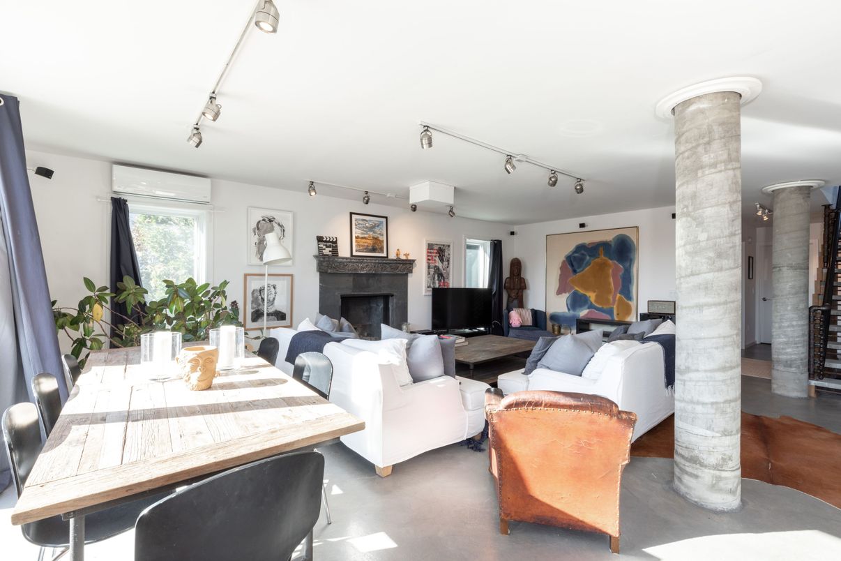 Dining room, Fireplace, Interior, Living room