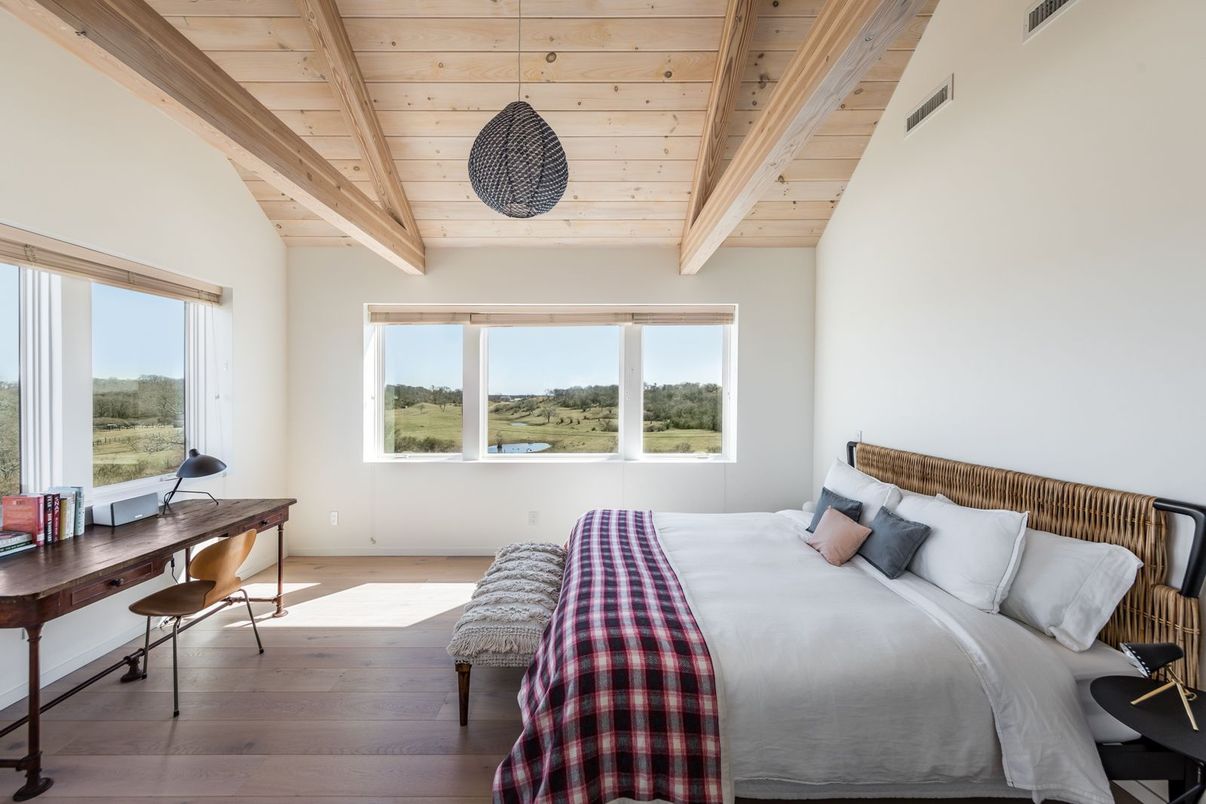 Bedroom, Home Office, Interior, Wooden Beams, Wooden Ceilings, Wood Texture Flooring