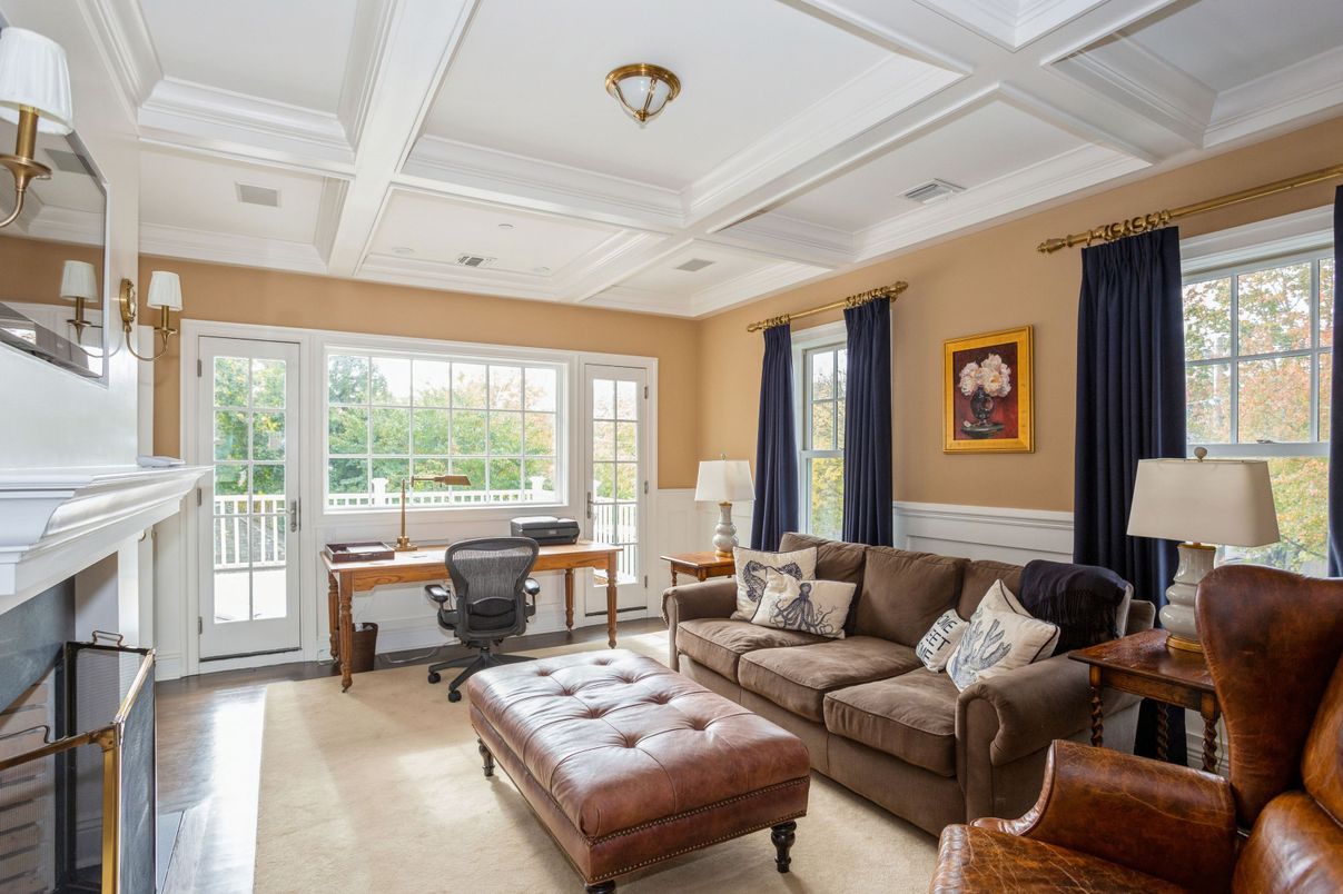 Fireplace, Home Office, Interior, Living room, Recessed Lighting