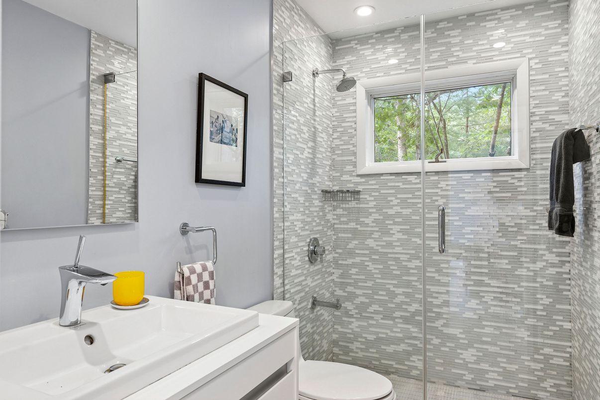 Bathroom, Glass Shower, Interior, Recessed Lighting