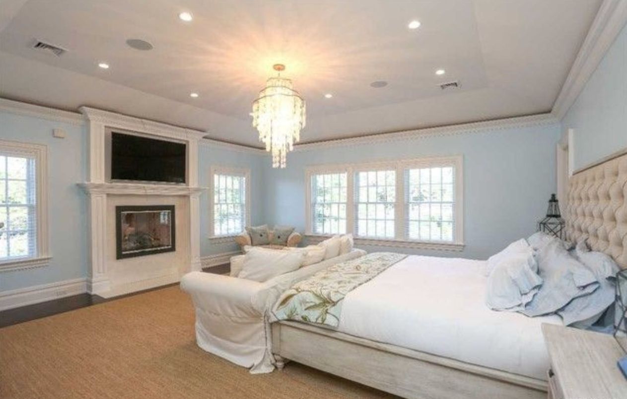 Bedroom, Chandelier, Fireplace, Interior, Recessed Lighting