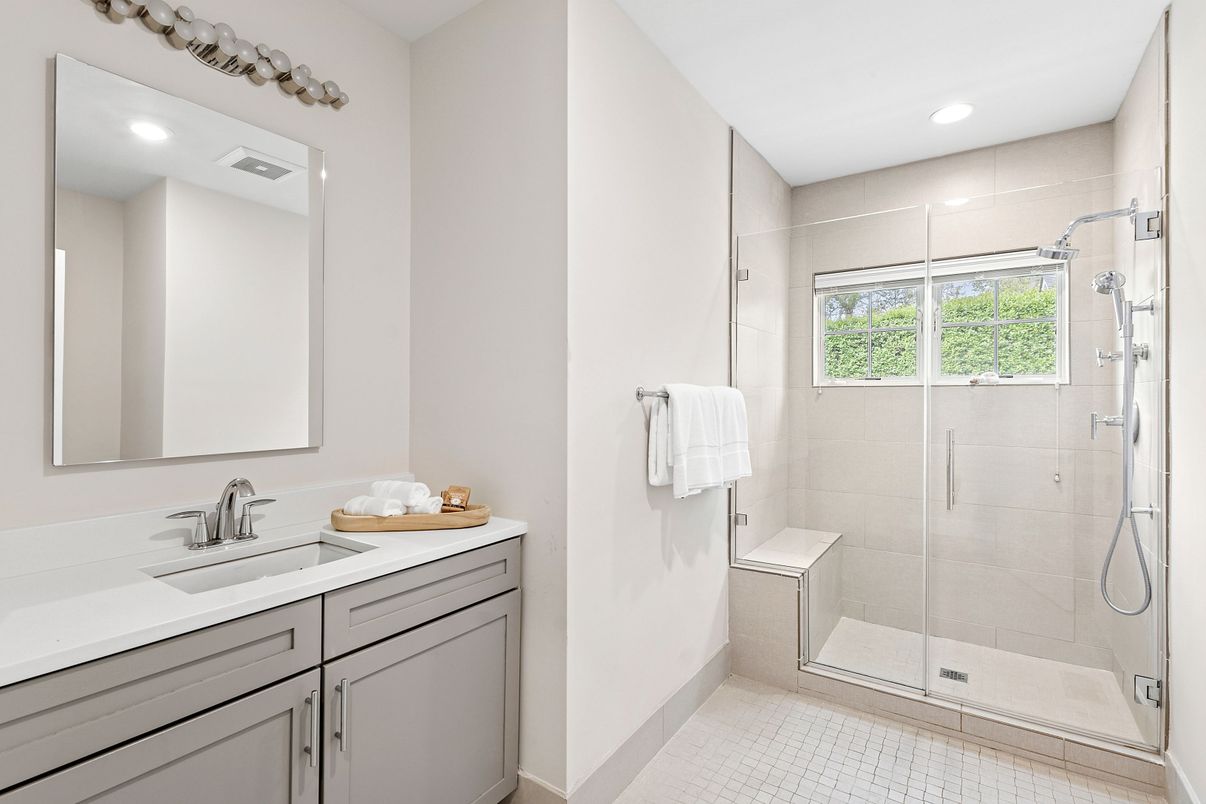 Bathroom, Glass Shower, Interior, Recessed Lighting