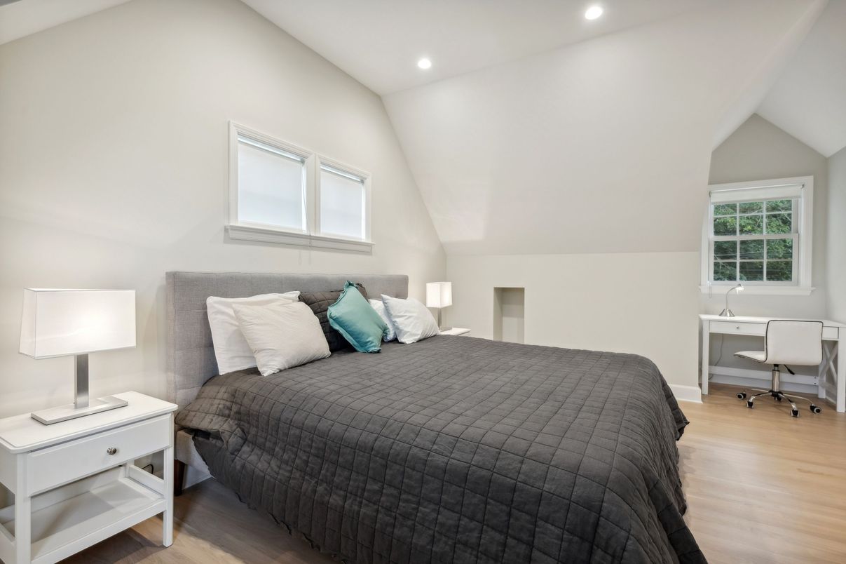 Bedroom, Home Office, Interior, Recessed Lighting, Wood Texture Flooring