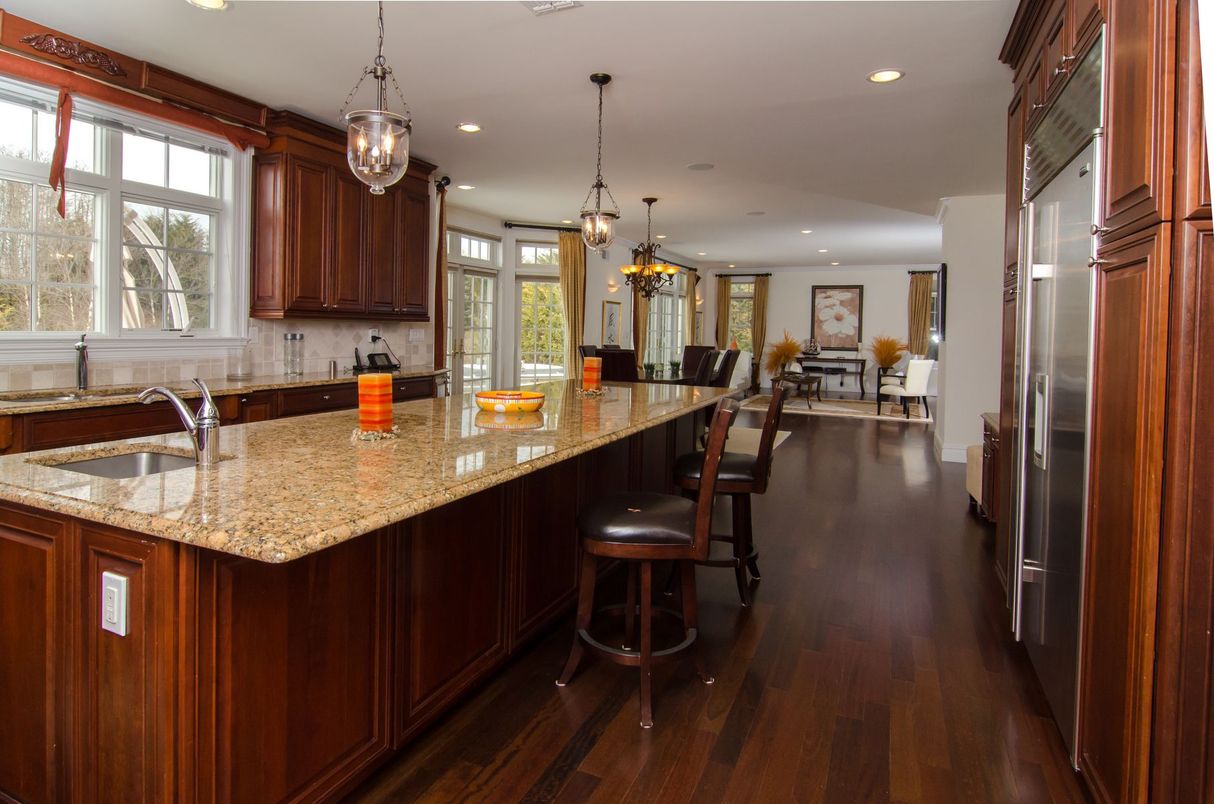 Interior, Kitchen, Pendant Lights, Recessed Lighting, Wood Texture Flooring