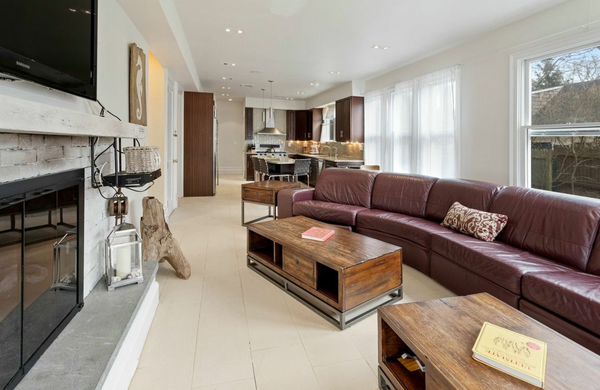 Dining room, Interior, Kitchen, Living room, Pendant Lights, Recessed Lighting, Stone Walls