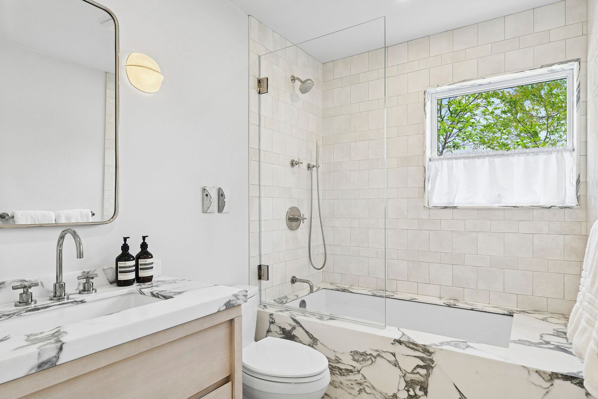 Bathroom, Glass Shower, Interior, Recessed Lighting