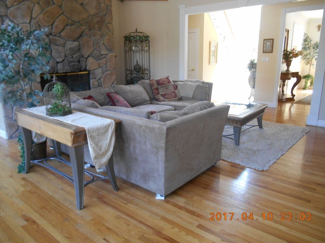 Fireplace, Interior, Living room, Stone Walls, Wood Texture Flooring