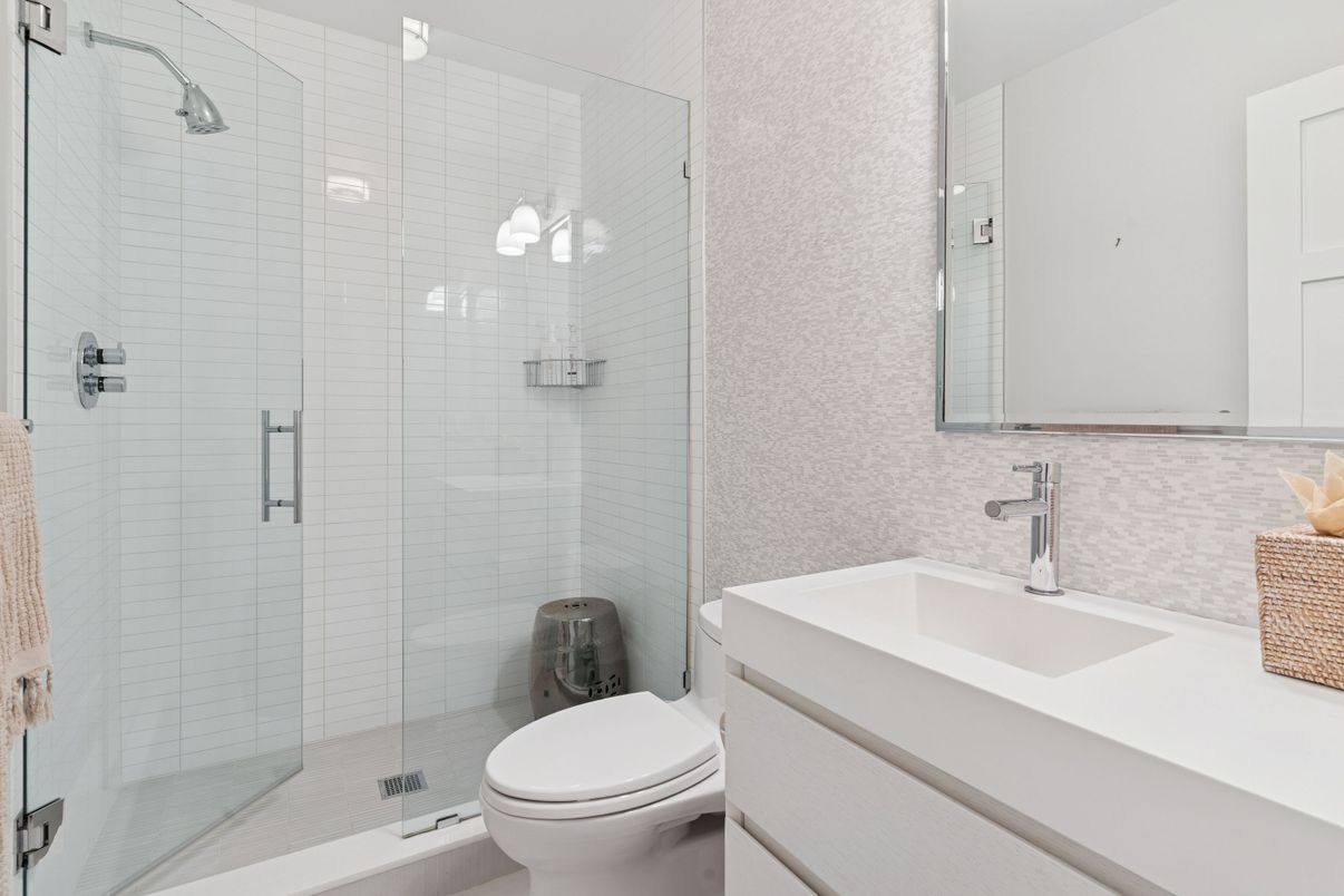 Bathroom, Glass Shower, Interior, Pendant Lights