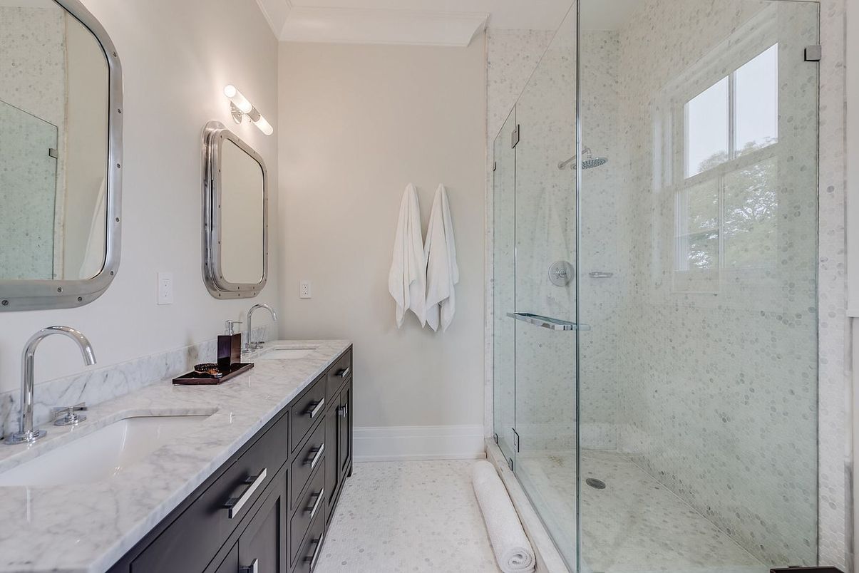 Bathroom, Dual Sink Vanities, Glass Shower, Interior