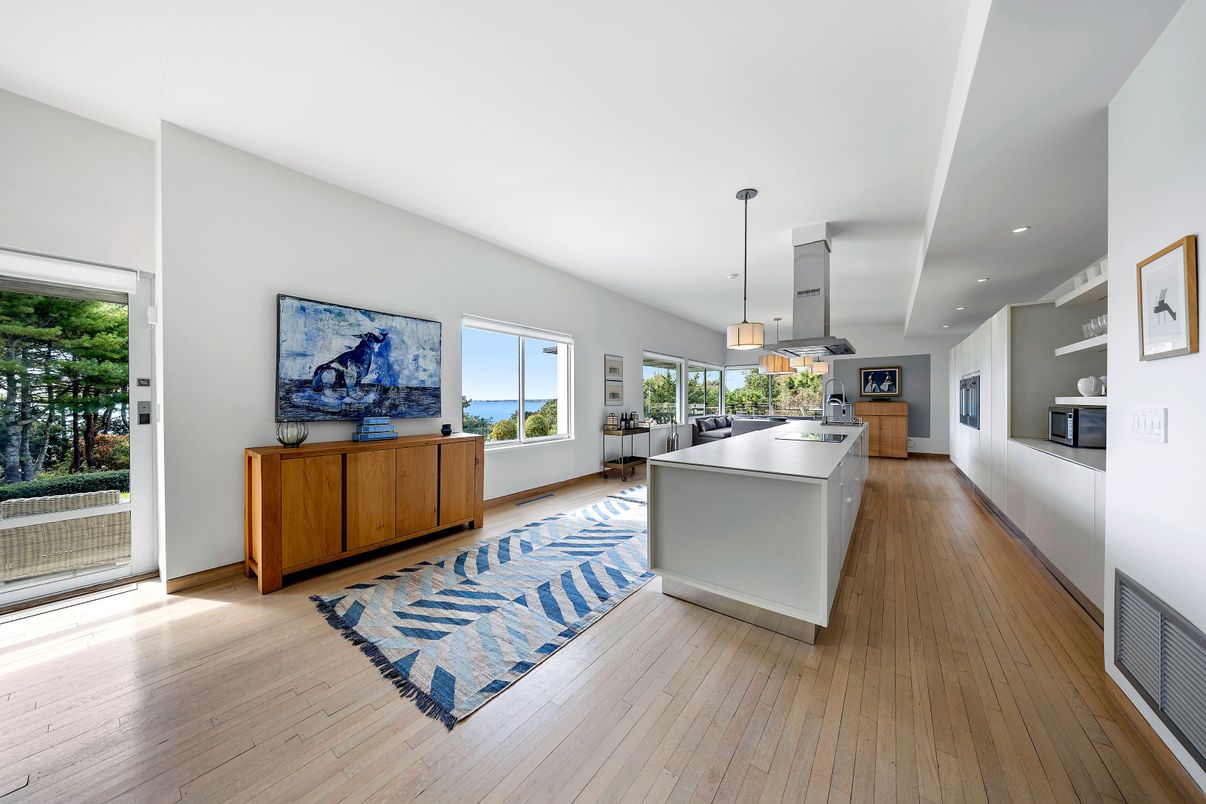 Interior, Kitchen, Pendant Lights, Recessed Lighting, Wood Texture Flooring