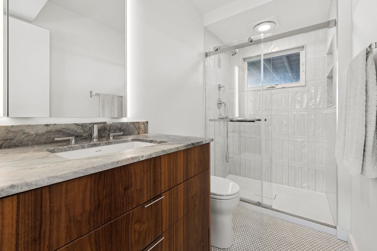 Bathroom, Glass Shower, Interior, Recessed Lighting