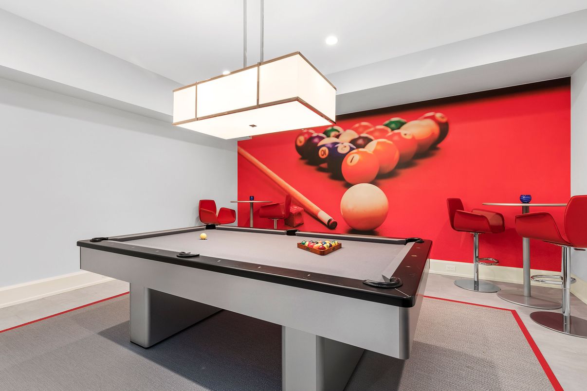 Billiard Table, Game Room, Interior, Pendant Lights, Recessed Lighting