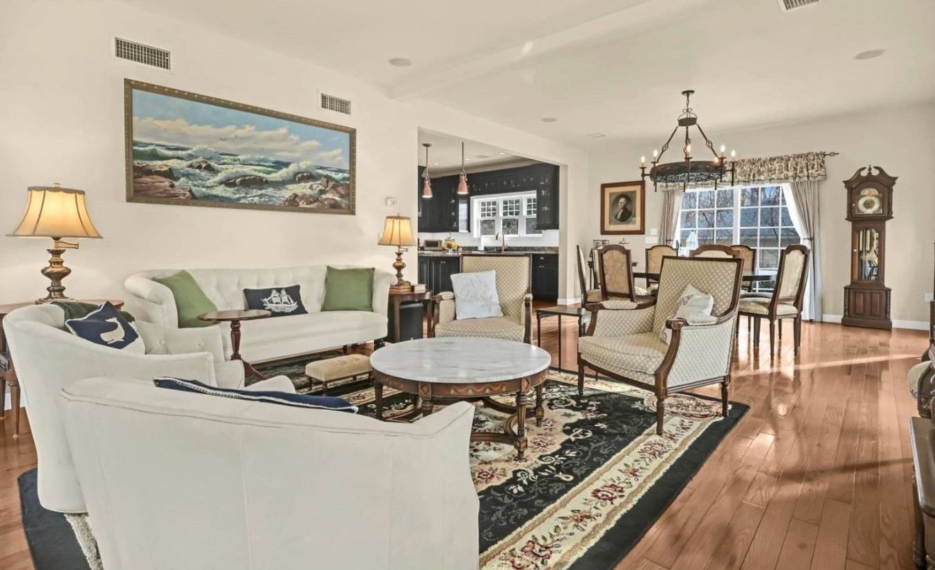 Dining room, Interior, Living room, Pendant Lights, Wood Texture Flooring