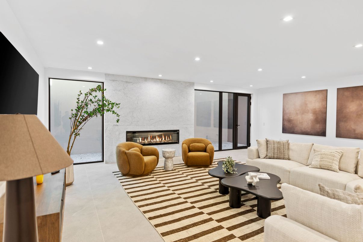 Fireplace, Interior, Living room, Recessed Lighting