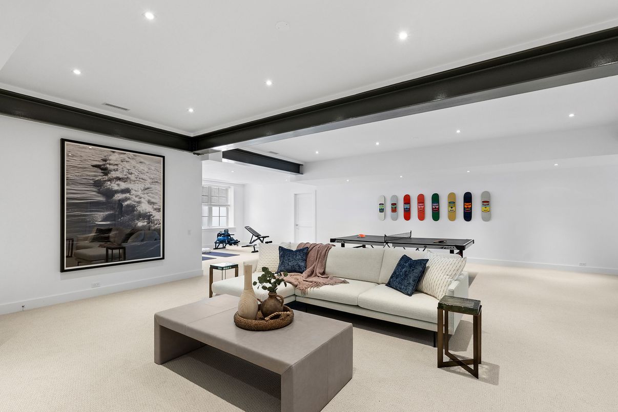 Billiard Table, Game Room, Interior, Living room, Recessed Lighting, Wooden Beams