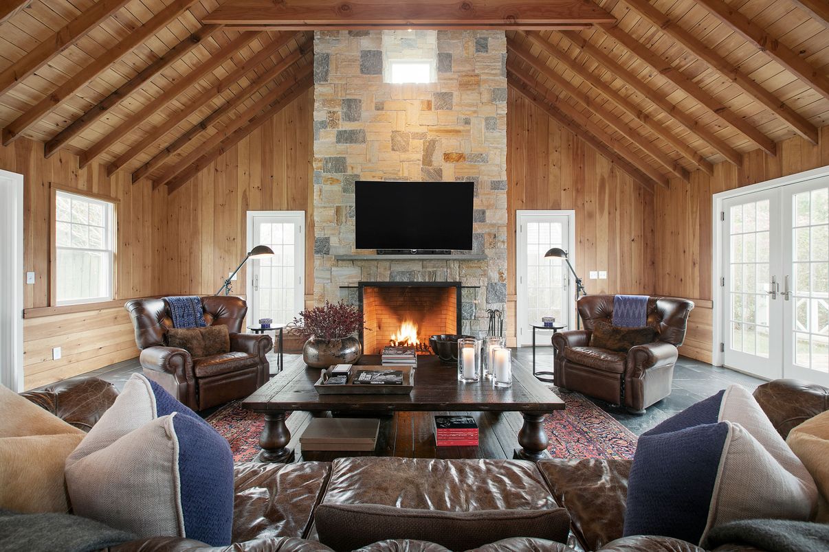Fireplace, Interior, Living room, Stone Walls, Wooden Beams, Wooden Ceilings, Wood Texture Flooring, Wooden Walls