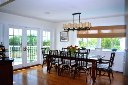 Chandelier, Dining room, Interior, Wood Texture Flooring