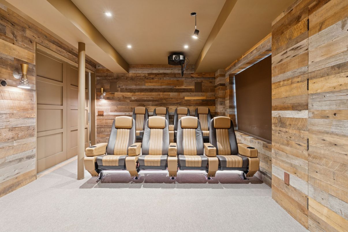 Home Theatre Room, Interior, Recessed Lighting, Theatre Room, Wooden Walls