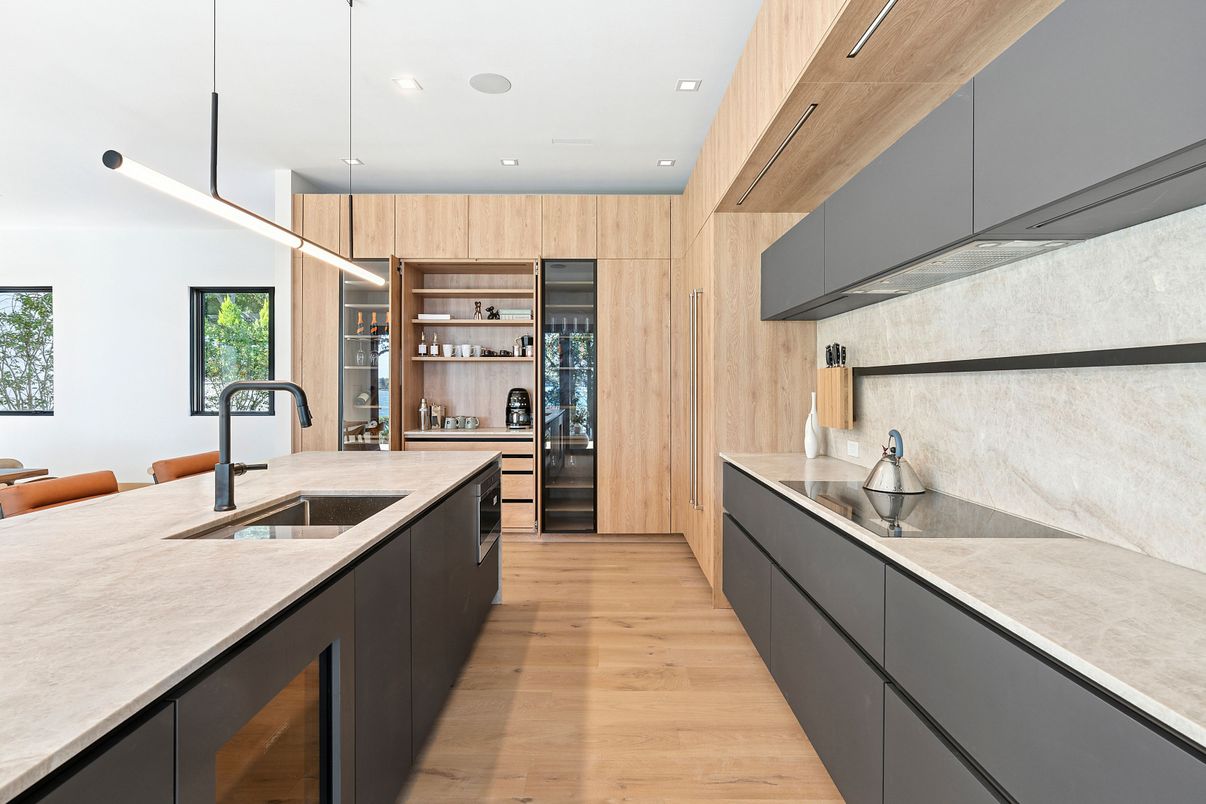 Interior, Kitchen, Recessed Lighting, Wood Texture Flooring