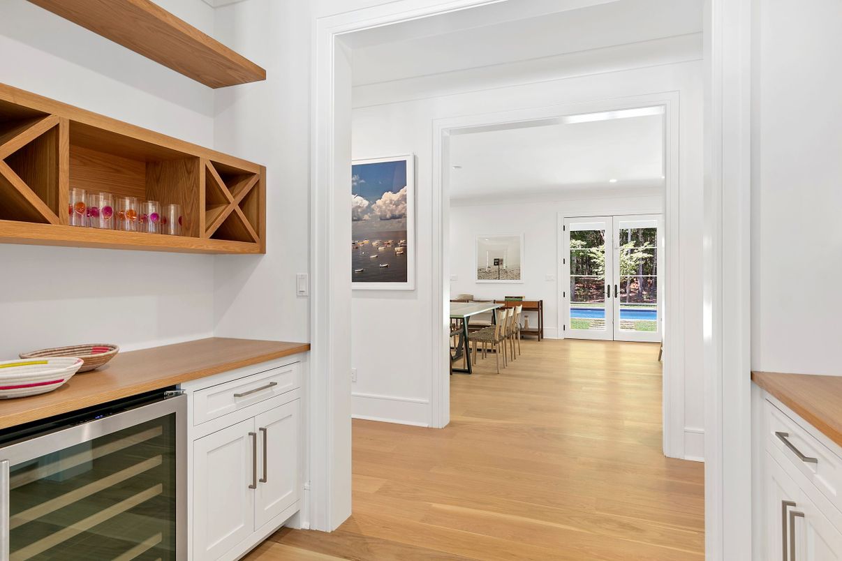 Dining room, Interior, Recessed Lighting, Wood Texture Flooring