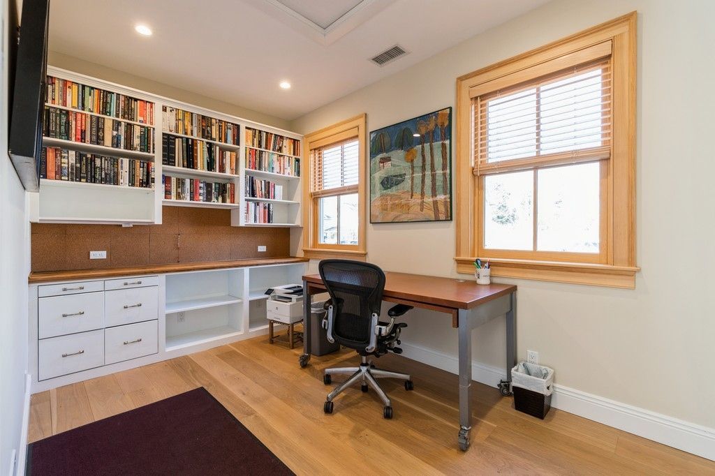 Home Office, Interior, Recessed Lighting, Wood Texture Flooring