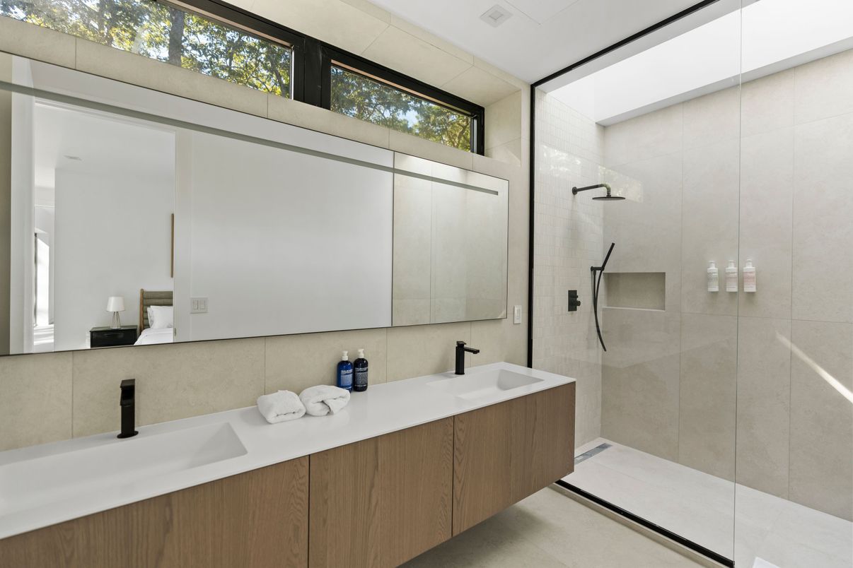 Bathroom, Dual Sink Vanities, Glass Shower, Interior