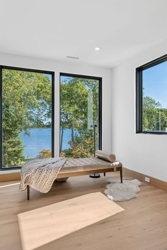 Bedroom, Interior, Recessed Lighting, Water, Wood Texture Flooring