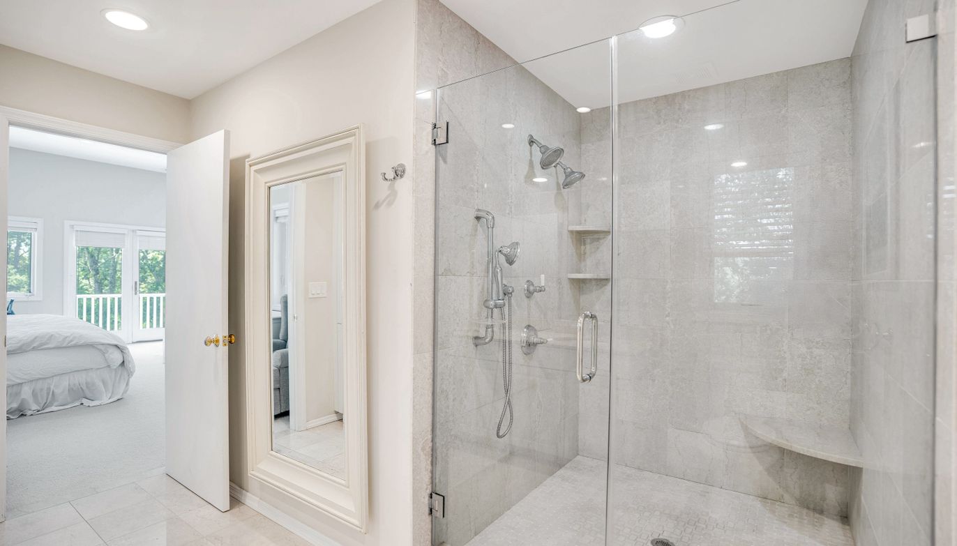 Bathroom, Glass Shower, Interior, Recessed Lighting